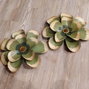 Pair of decorative  metal wall flowers